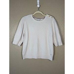 Tommy Hilfiger‎ White Ribbed Sweater Women's Large Classic Chic Soft Knit